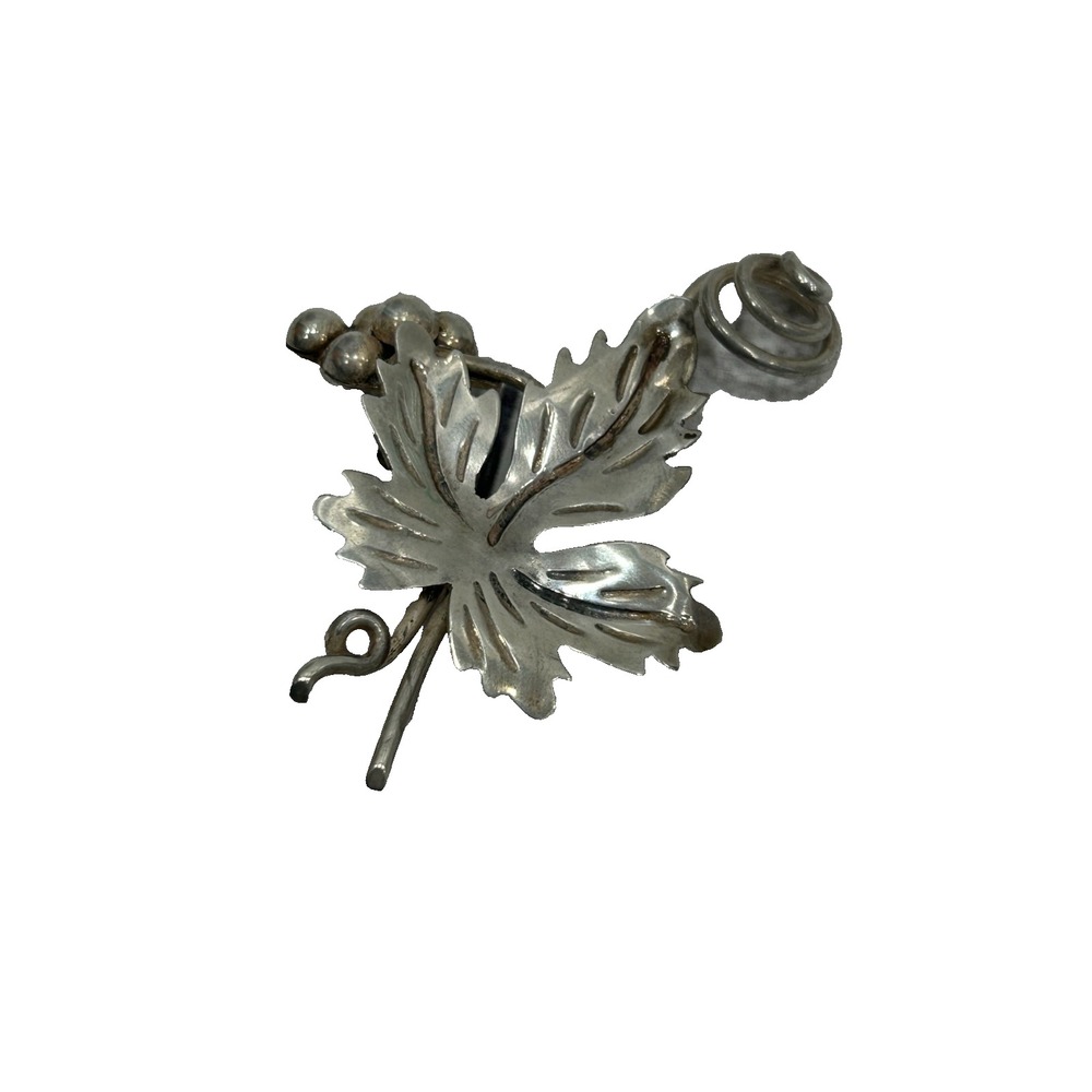Taxco Mexico 925 Sterling Silver Grape Leaf Vine Brooch Pin - Vintage Mexican